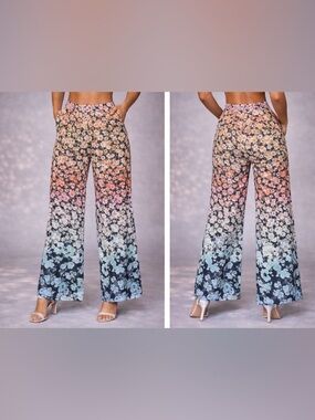 Reiss Serena Wide Leg Floral Pants